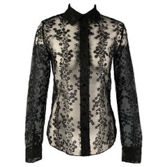 CARVEN Size 2  Black Lace Button Up Shirt