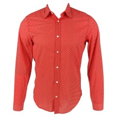 BURBERRY PRORSUM Size XS Red & White Dots Cotton Button Up Long Sleeve Shirt