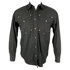 Vintage VERSACE JEANS COUTURE Size M Black Cotton Button Down Long Sleeve Shirt