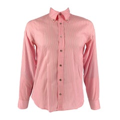 JIL SANDER langärmeliges Hemd aus Baumwolle mit Knopfleiste in Rosa, Weiß und Streifen, Größe 42