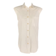 DRIES VAN NOTEN Size 6 White Cotton Sleeveless Shirt
