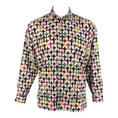 Vintage VERSACE JEANS COUTURE Size M Multi-Color Cotton Long Sleeve Shirt