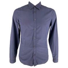 BURBERRY PRORSUM Size L Blue Solid Cotton Button Up Long Sleeve Shirt
