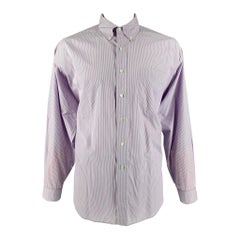 RALPH LAUREN Größe XL Lavendel gestreiftes langärmeliges Hemd mit Knopfleiste und langen Ärmeln