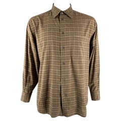 ERMENEGILDO ZEGNA Größe XL Braunes langärmeliges Hemd aus Baumwolle mit Knopfleiste