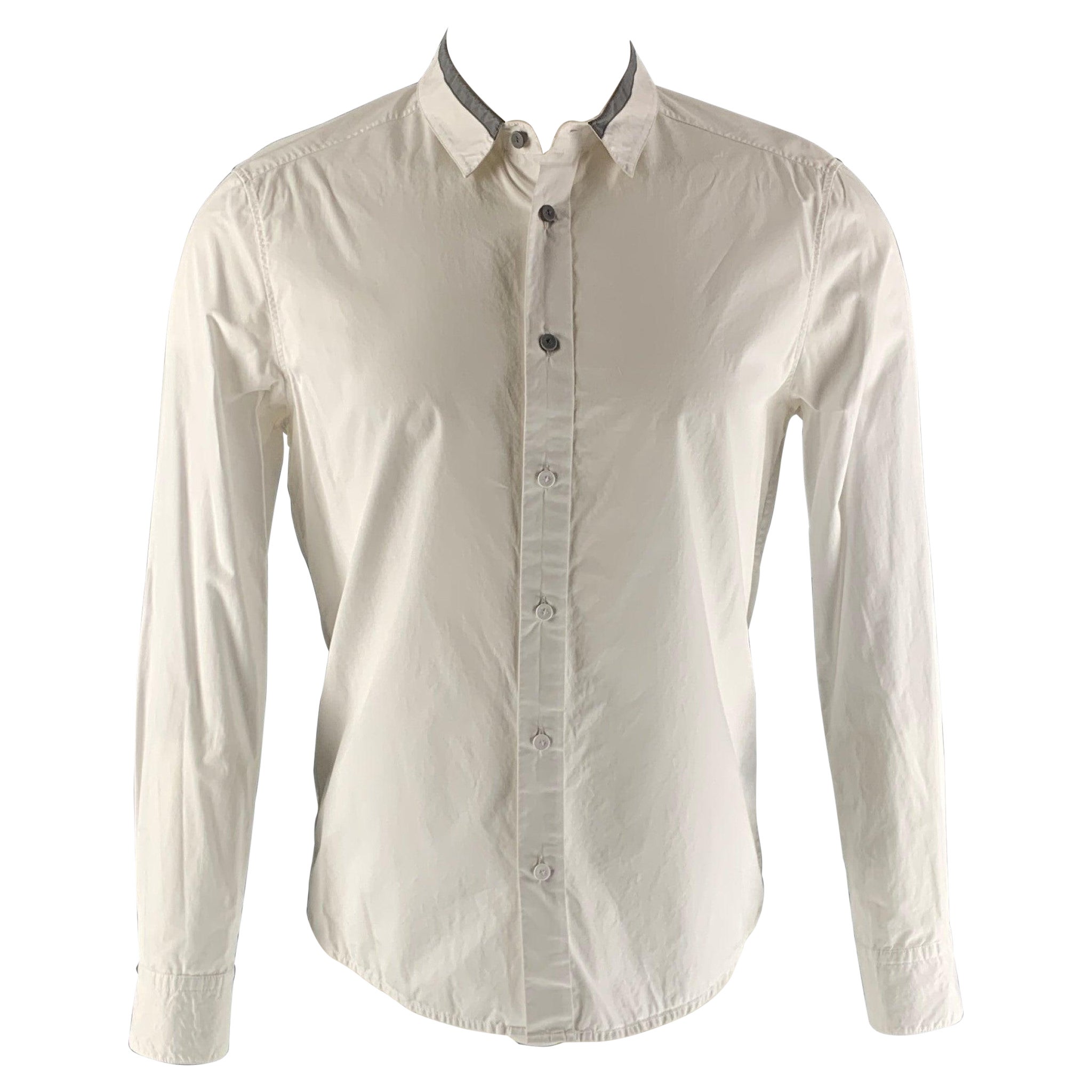 3.1 PHILLIP LIM Size S White Solid Cotton Button Up  Long Sleeve Shirt For Sale