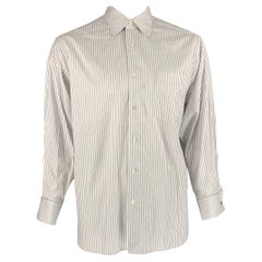 ERMENEGILDO ZEGNA Size XL White Stripe Long Sleeve Shirt