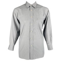 ERMENEGILDO ZEGNA Size XL Grey Cotton Long Sleeve Shirt