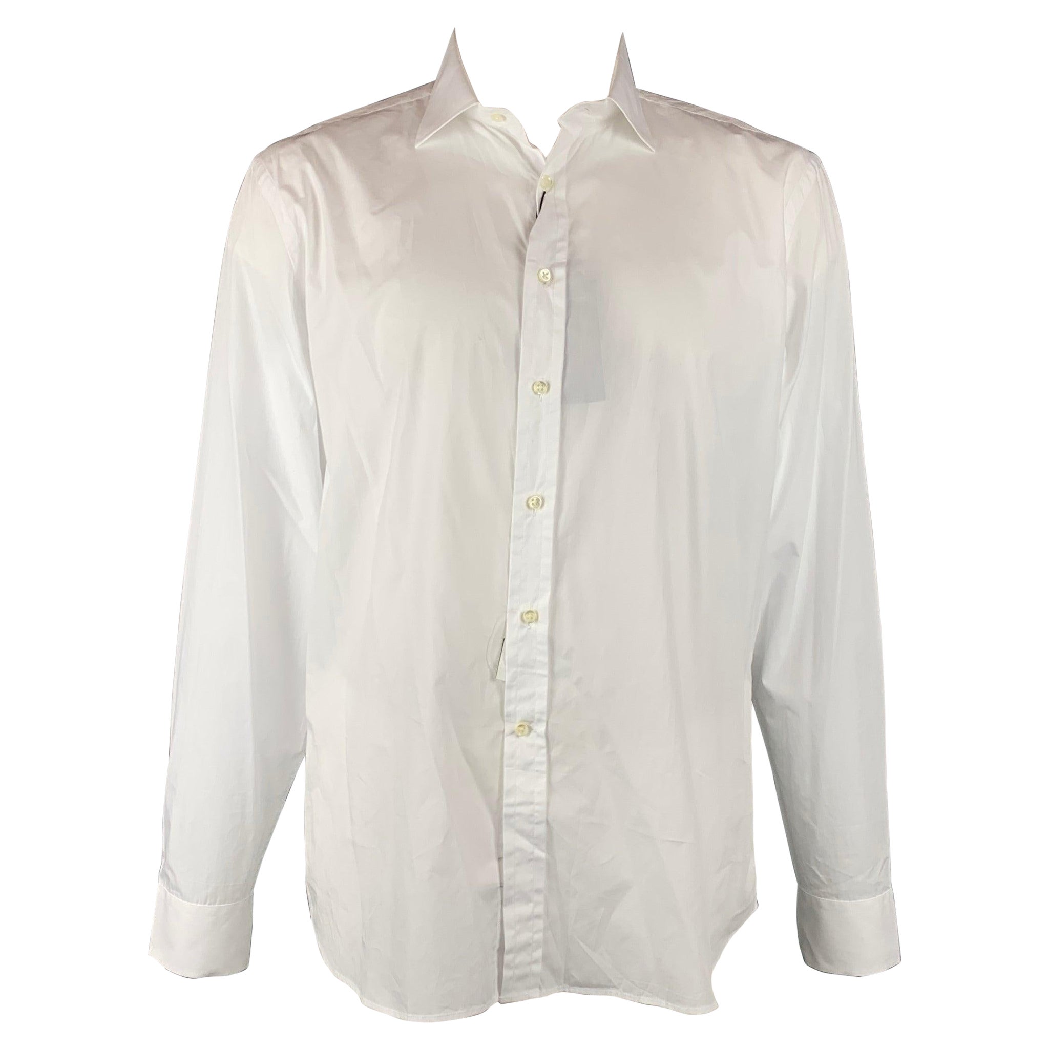 Ralph Lauren Black Label Size S White Cotton Button Up Long Sleeve Shirt (Chemise à manches longues en coton blanc) en vente