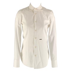 DSQUARED2 Größe S Weißes strukturiertes Hemd aus Baumwolle mit Knopfleiste