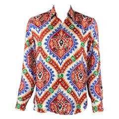 PRADA x HOLLIDAY BROWN Size L Multi-Color Silk Button Down Long Sleeve Shirt