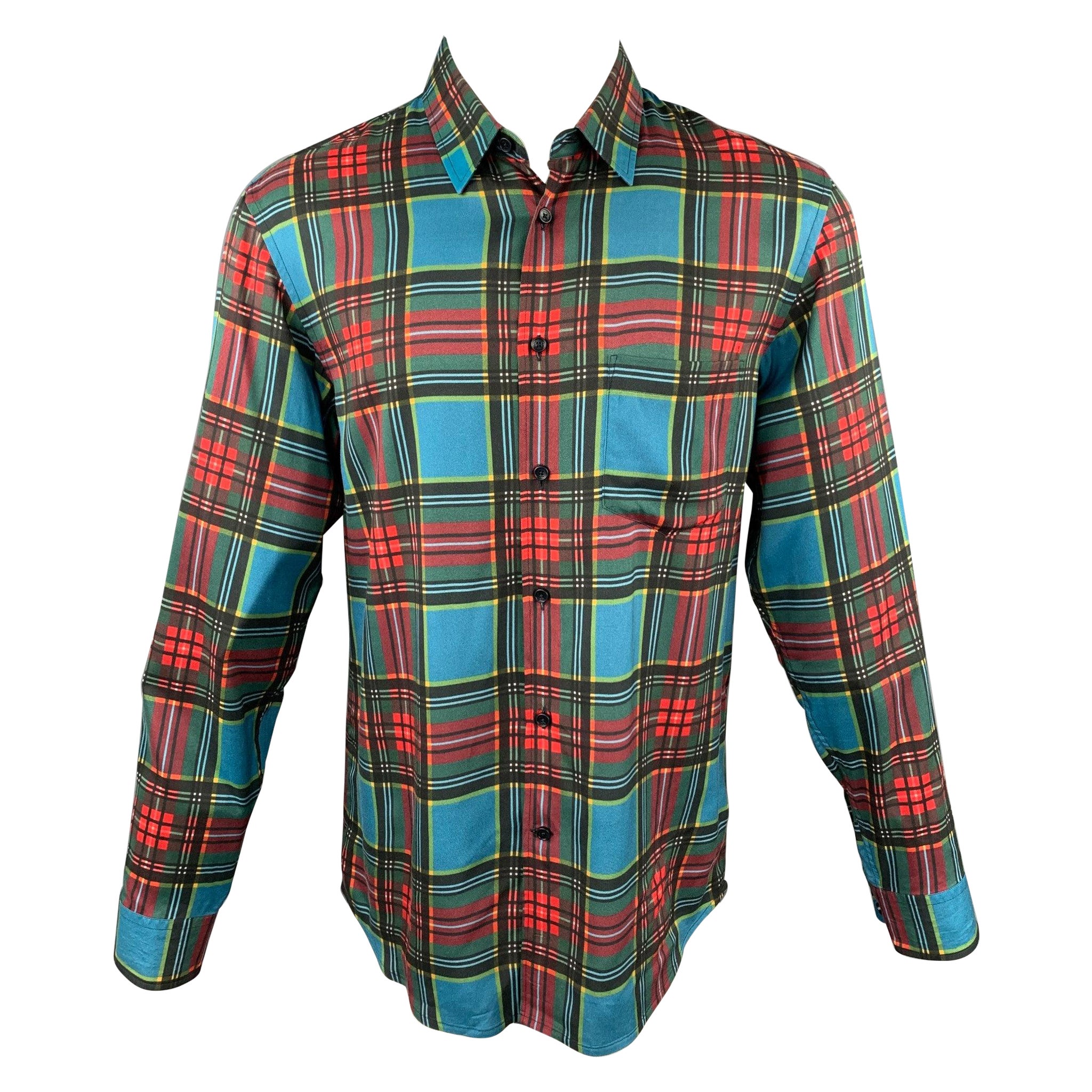 MARC JACOBS Size S Multi-Color Plaid Viscose Button Up Long Sleeve Shirt For Sale
