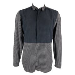 BURBERRY PRORSUM Size XL Grey Gingham Hidden Buttons Long Sleeve Shirt