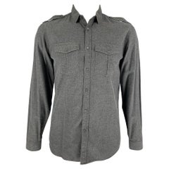 BURBERRY PRORSUM Fall 2010  L Gray Cotton Button Up Long Sleeve Shirt