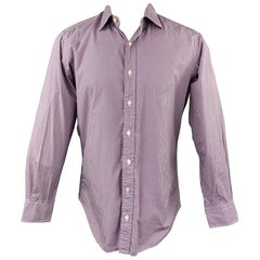 Used HAMILTON Size S Lavender Gingham Cotton Classic Long Sleeve Shirt