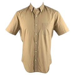VINCE Size M Khaki Cotton One Pocket Short Sleeve Shirt