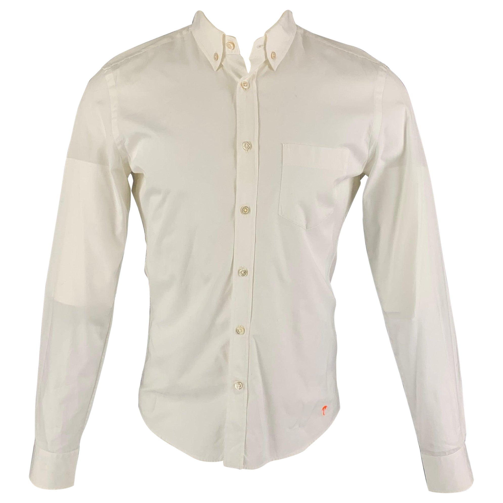 TOMAS MAIER Size S White Cotton Button Down Long Sleeve Shirt For Sale