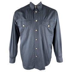 Vintage VERSACE JEANS COUTURE Size M Navy Cotton Long Sleeve Shirt