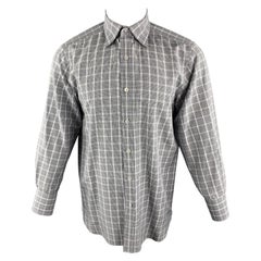 TOM FORD Size M Blue & Grey Plaid Cotton Button Up Long Sleeve Shirt