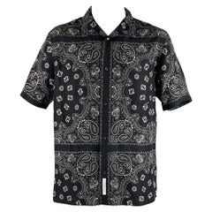 Used ALEXANDER WANG Size XL Black Bandana Silk Camp Short Sleeve Shirt