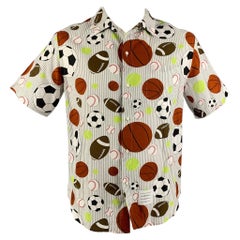 THOM BROWNE SS 20 Größe M Mehrfarbiges Kurzarmhemd aus Baumwollmischung mit Knopfleiste und Kurzarm