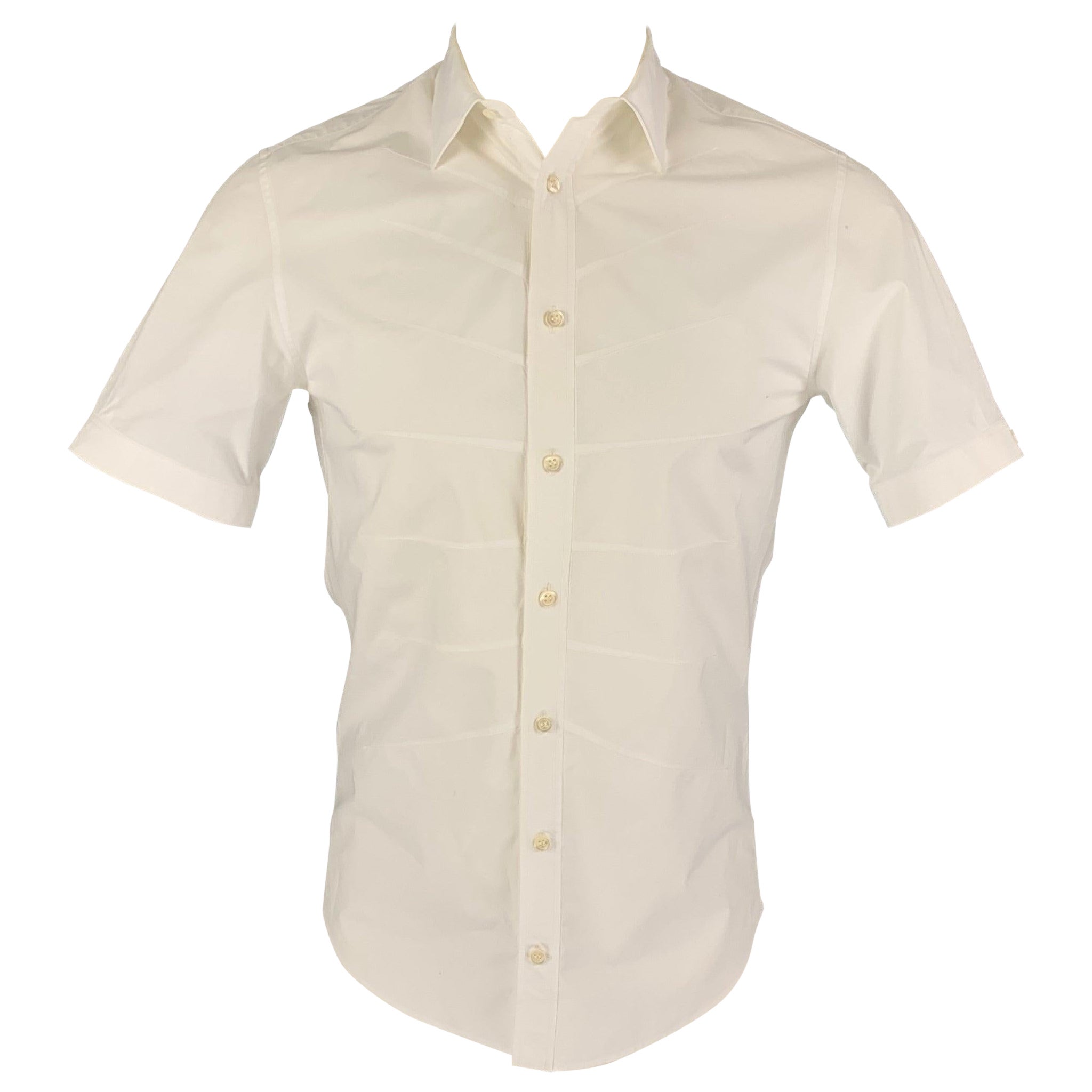 ALEXANDER MCQUEEN Size XS White Cotton Button Up Short Sleeve Shirt For Sale