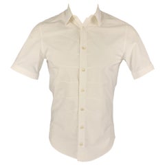 Chemise à manches courtes boutonnée en coton blanc ALEXANDER MCQUEEN, Taille XS
