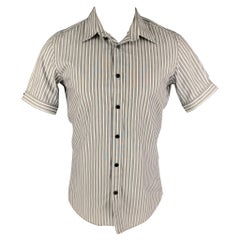 ALEXANDER MCQUEEN Size XS Grey White Stripe Cotton Button Up Short Sleeve Shirt