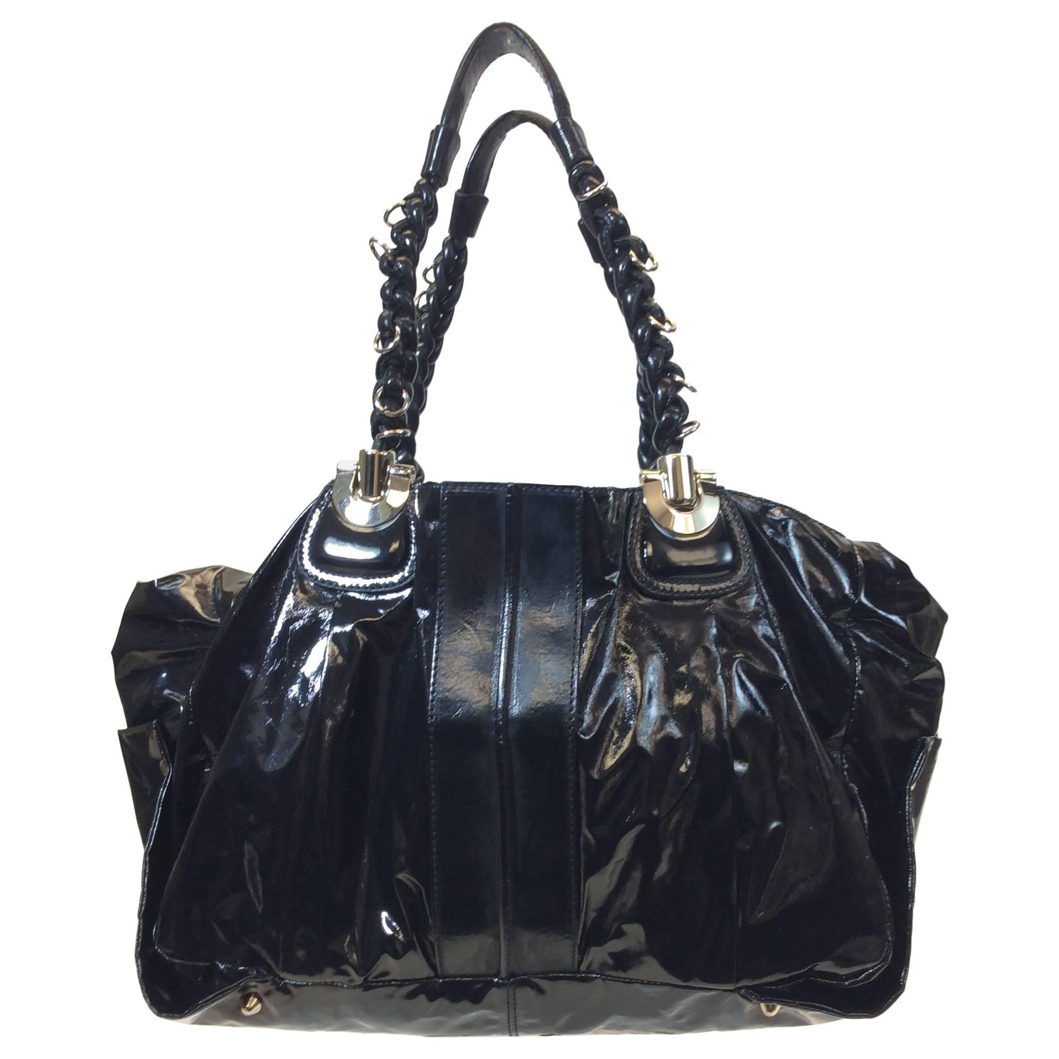 Chloe Black Patent Leather Large Tote Bag For Sale