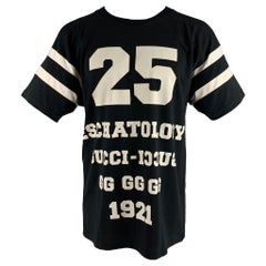 GUCCI Size XS Black White Graphic Cotton Crew-Neck T-shirt