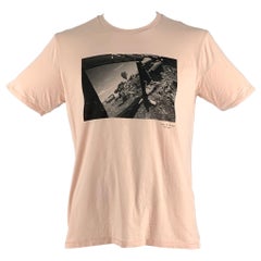 RAG & BONE Size L Pink Graphic Cotton Crew-Neck T-shirt