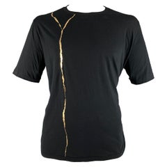 HAIDER ACKERMANN Size XL Black Gold Graphic Cotton Crew-Neck T-shirt
