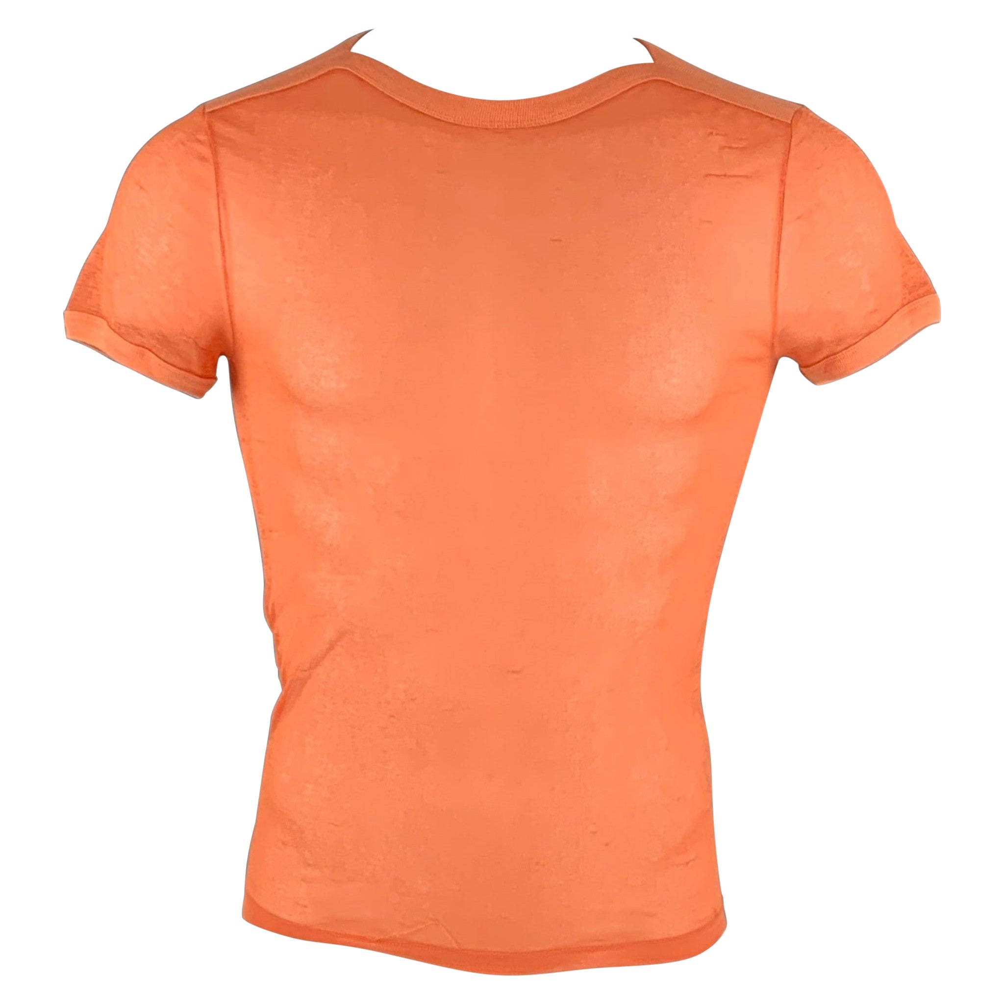 JEAN PAUL GAULTIER Size M Orange Polyester Short Sleeve T-shirt For Sale