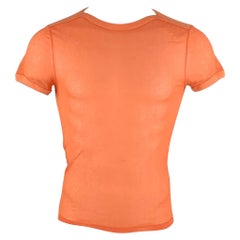 JEAN PAUL GAULTIER Größe M Orangefarbenes Kurzarm-T-Shirt aus Polyester