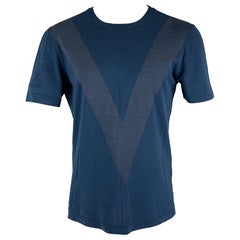 LOUIS VUITTON Size S Blue Grey Cotton Silk Crew-Neck T-shirt