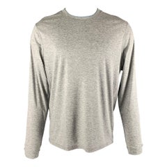 SAKS FIFTH AVENUE Größe M Grau Blaues langärmeliges T-Shirt aus Baumwolle mit langen Ärmeln aus Heather Lyocell