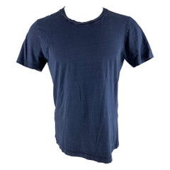 MAISON MARTIN MARGIELA Size M Navy Cotton Short Sleeve T Shirt (T-shirt à manches courtes en coton)