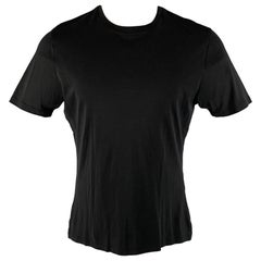 PRADA Size M Black Silk Short Sleeve T Shirt (T-shirt à manches courtes en soie)