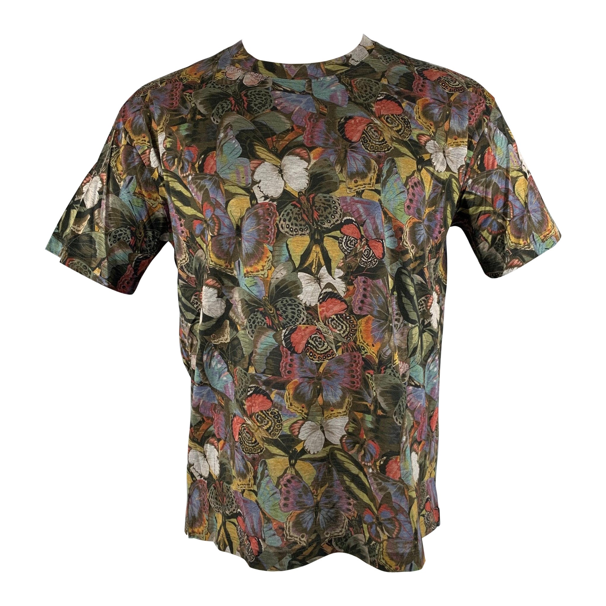 VALENTINO Size M Multi-Color Butterfly Cotton Crew-Neck T-shirt