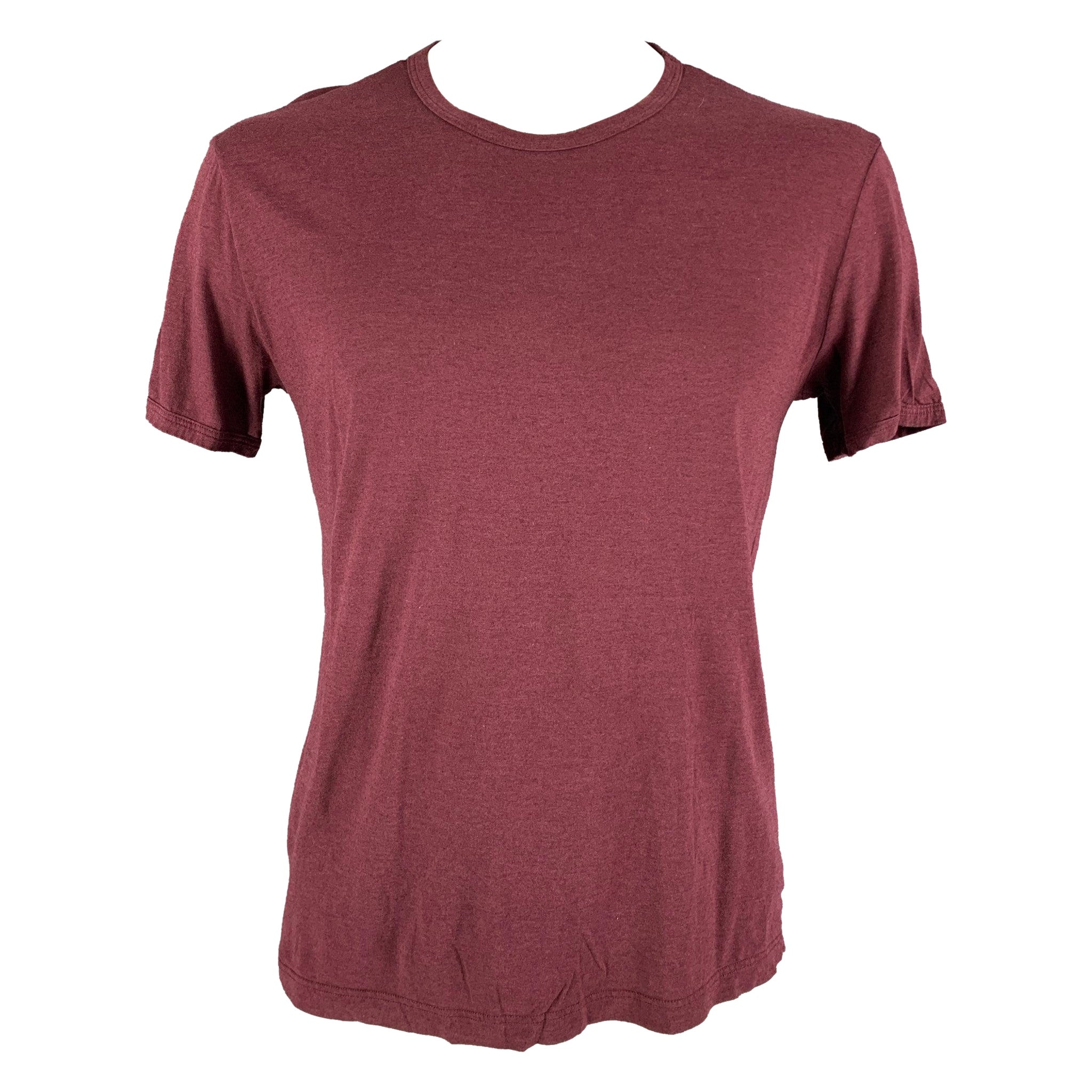 DOLCE & GABBANA Size L Burgundy Cotton Crew-Neck T-shirt For Sale