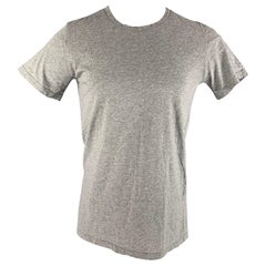 BALMAIN - T-shirt gris à col ras du cou en coton massif, taille M