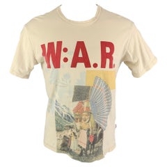 Walter Van Beirendonck x DSM Taglia L Maglietta grafica in cotone beige rossa a girocollo