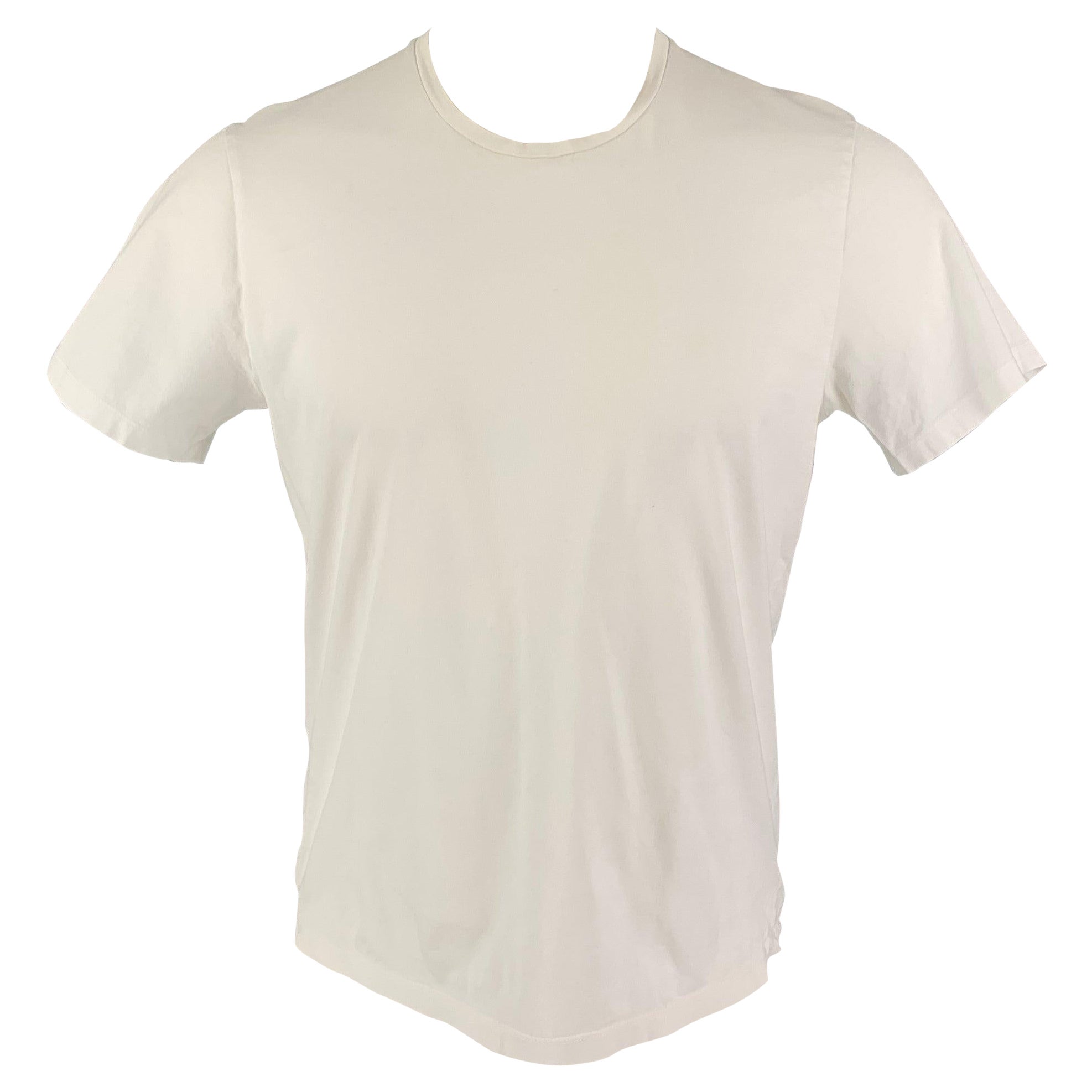JIL SANDER Size XL White Cotton Crew-Neck T-shirt For Sale