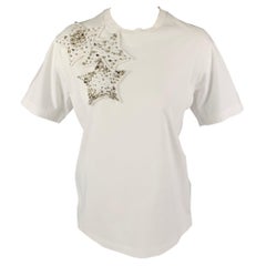 DSQUARED2 Größe XS Weißes T-Shirt aus Baumwoll-Applikationen mit Crew-Neck