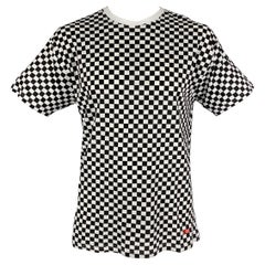 SUPREME x HANES Size L Black White Checkered Cotton Crew-Neck T-shirt