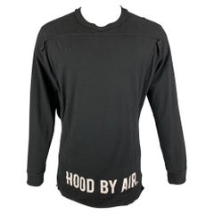 HOOD BY AIR Größe S Schwarzes grafisches Baumwoll-T-Shirt mit langen Ärmeln