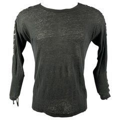 IRO Salim Size XS Black Solid Linen Long Sleeve T-shirt