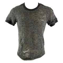 IRO Size XS Gris foncé Distressed Cotton Blend Crew-Neck T-shirt