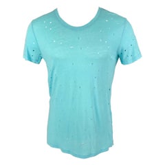 IRO Taille S T-shirt col ras du cou en lin vieilli bleu clair