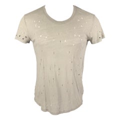 IRO Size S Light Gray Distressed Linen Crew-Neck Clay T-shirt